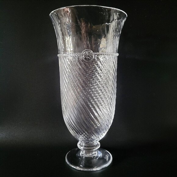 Juliska Graham 10" Footed Trumpet Vase Signed Mouth Blown in the Czech Republic - Picture 1 of 7